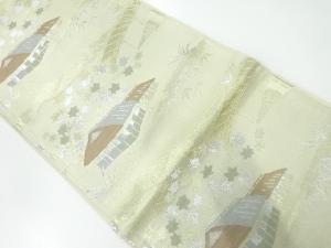 アンティーク　家屋風景模様織出し袋帯（材料）